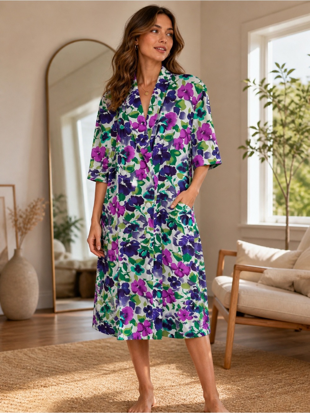 60’s Knapp Studio French Purple Rose Vintage Retro Dress